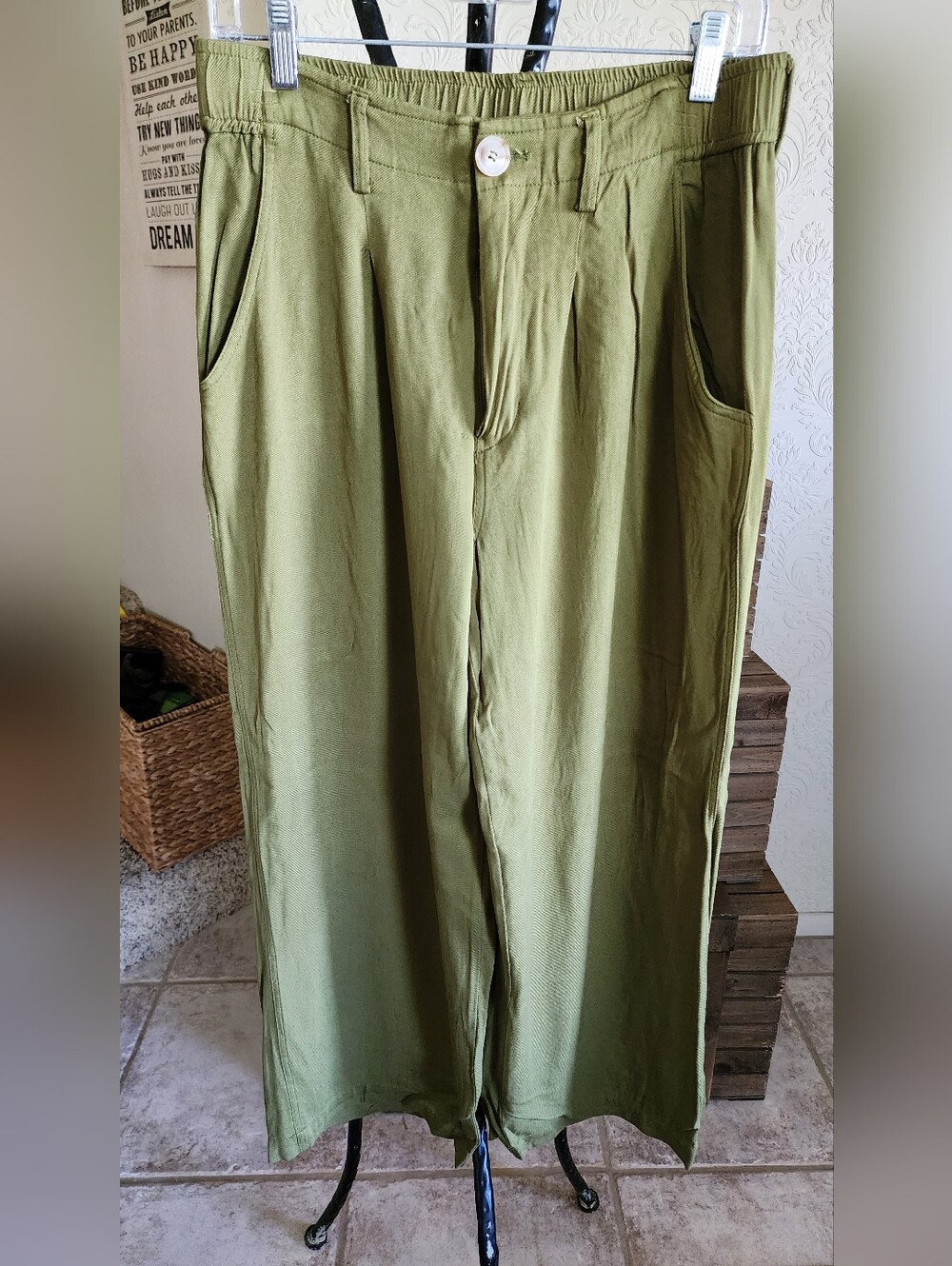 Mindy Mae's Market Olive Green Wide Leg Pull-On Pants